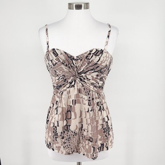 Nanette Lepore Women’s Snakeskin Print Cotton Silk Cami Top Removable Straps 4 - Picture 1 of 13